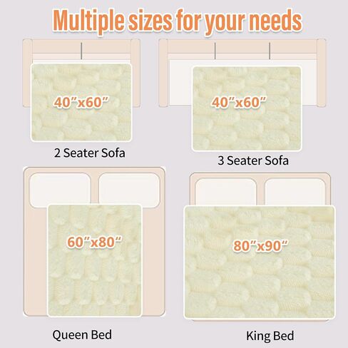 Water Resistant Blanket for Bed Couch Sofa, 60"x80" Reversible & Washable Microfiber Blanket, Queen Size Waterproof Throw, Pet Friendly & Leakproof (Snow White/Bright White) in Saudi Arabia