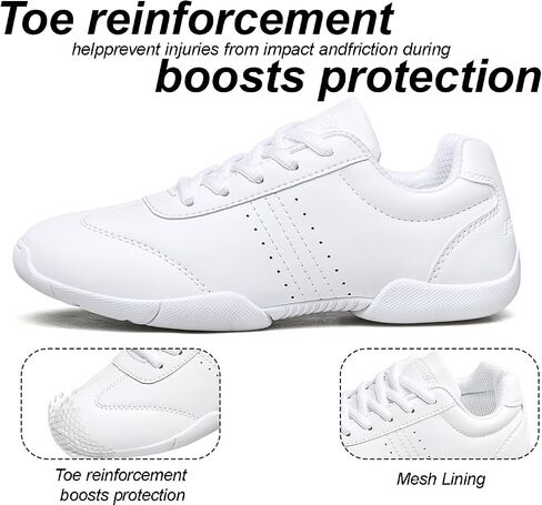 TUOTOM White Cheer Shoes for Girls Lightweight Youth Kids Cheerleading Shoes Athletic Training Dancing Hip Hop Sneakers in Kuwait