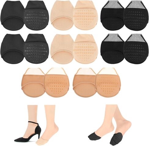 8 Pairs Ball of Foot Cushion Socks, Women's Toe Cover with Padding, Non-Slip Half Forefoot Sock, No Show Half Socks with Sponge Cushion in Saudi Arabia