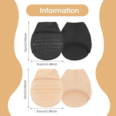8 Pairs Ball of Foot Cushion Socks, Women's Toe Cover with Padding, Non-Slip Half Forefoot Sock, No Show Half Socks with Sponge Cushion in Saudi Arabia