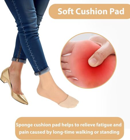 8 Pairs Ball of Foot Cushion Socks, Women's Toe Cover with Padding, Non-Slip Half Forefoot Sock, No Show Half Socks with Sponge Cushion in Saudi Arabia