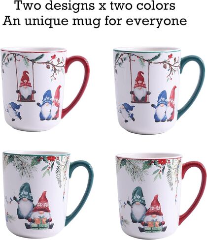 Bico Santa On The Way Ceramic Mugs, Set of 4, for Coffee, Tea, Drinks, Microwave & Dishwasher Safe in Saudi Arabia