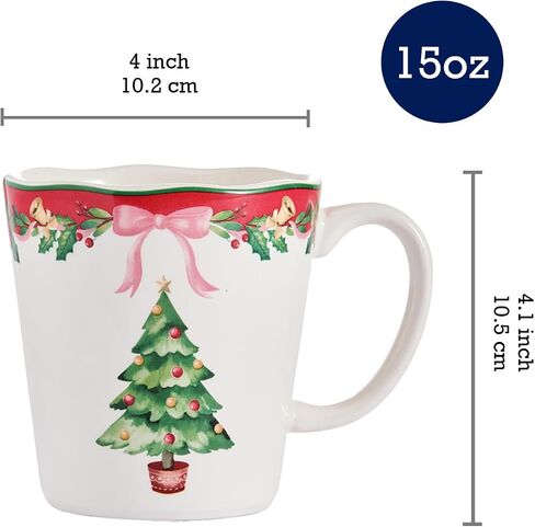 Bico Santa On The Way Ceramic Mugs, Set of 4, for Coffee, Tea, Drinks, Microwave & Dishwasher Safe in Saudi Arabia