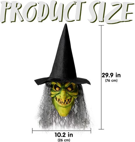 إبداعات spooktacular alcary مخيفة الساحرة ، قناع الوجه الزاحف اللاتكس مع الشعر الأسود قبعة للبالغين هالوين الرعب إكسسوارات الأزياء ، in Saudi Arabia
