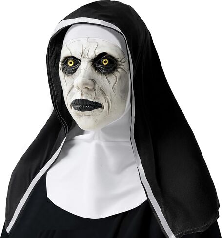 إبداعات spooktacular halloween مخيفة نون قناع مع غطاء أسود أبيض ، قناع اللاتكس الكامل الزاحف للنساء البالغات الرجال هالوين رعب إكسسوارات الأزياء in Saudi Arabia