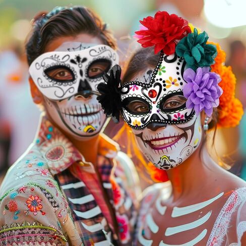 2 PCS Day of the Dead Half-Skull Eye Mask أقنعة تنكرية من المقدمة لحفلات الهالوين ذات طابع الهالوين ملحقات بلاستيكية Mardi Gras Mask للنساء والرجال in Saudi Arabia