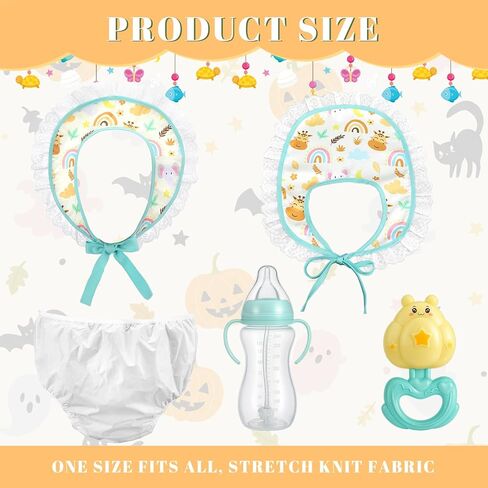 Newcotte 5 PCS Halloween Baby Cosplay Costume Ascory ، بما في ذلك المريلة ذات الحجم البالغ وقبعة واحدة الحجم. يتضمن أيضًا زجاجة وحضرة وحفازات البالغين in Saudi Arabia