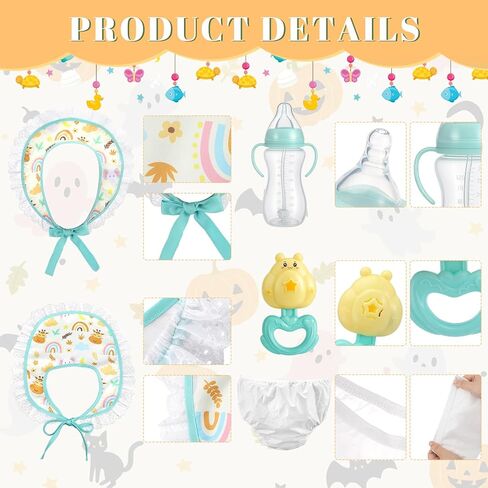 Newcotte 5 PCS Halloween Baby Cosplay Costume Ascory ، بما في ذلك المريلة ذات الحجم البالغ وقبعة واحدة الحجم. يتضمن أيضًا زجاجة وحضرة وحفازات البالغين in Saudi Arabia