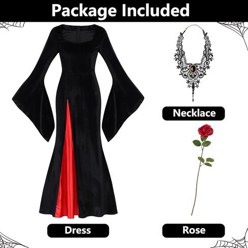 زي هالوين البالغين للنساء اللباس القوطي الأسود لدور تأثيري in Kuwait