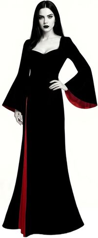 Halloween Costume Women, Black Gothic Maxi Gown, Long Sleeve Black Dress for Halloween Vampire Witch Cosplay Outfit in Saudi Arabia
