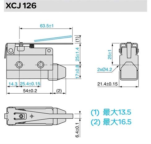 XCJ-126 Travel Switch Limit/micros/Touch Switch 1P 10A 250VAC 1C / O Fast Action with Soft Rubber Cable Cover in Saudi Arabia
