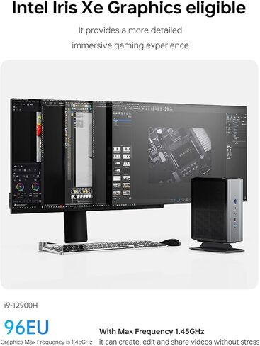 MINISFORUM Neptune Series NAD9 كمبيوتر صغير من الجيل الثاني عشر Intel Core i9-12900H(14C/20T) كمبيوتر ألعاب، ذاكرة وصول عشوائي 32 جيجابايت، 512 جيجابايت SSD، مخرجات 2xHDMI / 2xUSB-C 4K@60 هرتز، فتحة محرك أقراص ثابتة 2X، كمبيوتر صغير الحجم لرسومات Iris Xe  in Kuwait