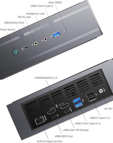 MINISFORUM Neptune Series NAD9 كمبيوتر صغير من الجيل الثاني عشر Intel Core i9-12900H(14C/20T) كمبيوتر ألعاب، ذاكرة وصول عشوائي 32 جيجابايت، 512 جيجابايت SSD، مخرجات 2xHDMI / 2xUSB-C 4K@60 هرتز، فتحة محرك أقراص ثابتة 2X، كمبيوتر صغير الحجم لرسومات Iris Xe  in Kuwait