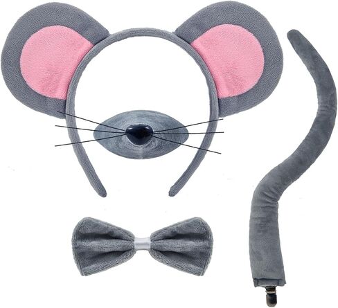 4Pcs Lion Costume, Brown Ears Headband & Tail Nose Paw Glove, Halloween Lion Cosplay Costume Accessories for Party in Saudi Arabia