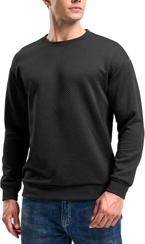 G Gradual Mens Sweatshirt Geometric Textured Crewneck Sweater Long Sleeves Casual Dressy Pullover Shirts in Saudi Arabia