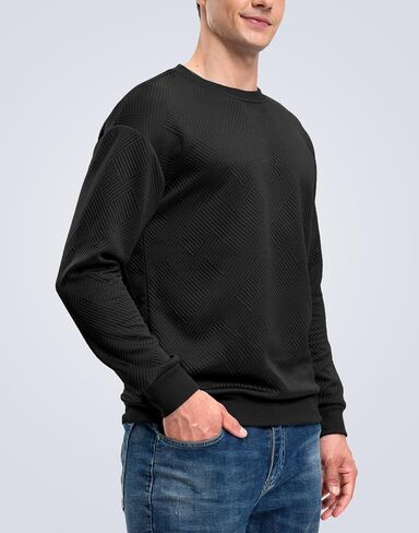 G Gradual Mens Sweatshirt Geometric Textured Crewneck Sweater Long Sleeves Casual Dressy Pullover Shirts in Saudi Arabia