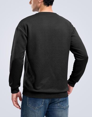 G Gradual Mens Sweatshirt Geometric Textured Crewneck Sweater Long Sleeves Casual Dressy Pullover Shirts in Saudi Arabia