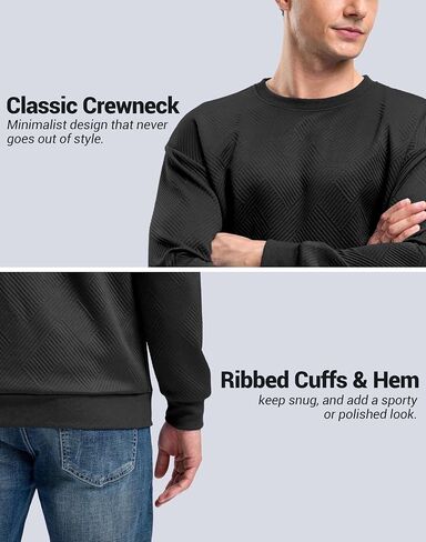 G Gradual Mens Sweatshirt Geometric Textured Crewneck Sweater Long Sleeves Casual Dressy Pullover Shirts in Saudi Arabia