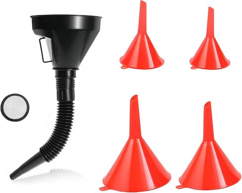 5pcs قمع زيت الفم العريض ، مسار الوقود على عريض من الفم من البلاستيك مع مرشح خرطوم وربط ، مسار كبير للزيت متعدد الوظائف لملء زجاجات نقل الغاز in Saudi Arabia