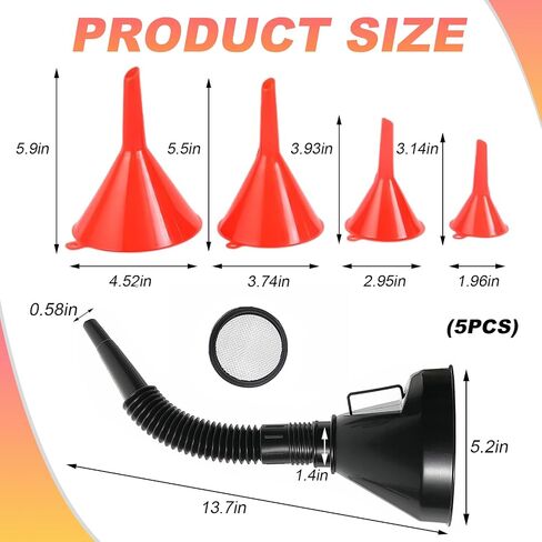 5pcs قمع زيت الفم العريض ، مسار الوقود على عريض من الفم من البلاستيك مع مرشح خرطوم وربط ، مسار كبير للزيت متعدد الوظائف لملء زجاجات نقل الغاز in Saudi Arabia