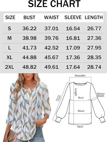 3/4 Length Sleeve Tops for Women 2025 Crewneck Casual Pleated Tunic Tops Loose Fit Shirts Blouses in Saudi Arabia