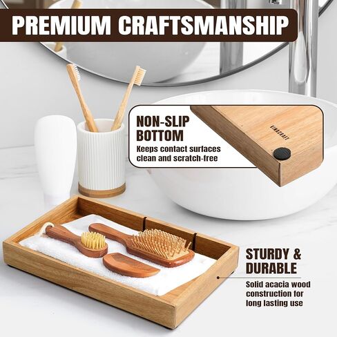 صينية خودي للخضروات للرجال - 12.2 × 7.9 في أكاسيا Catchall EDC Dump Tray مع مقاطعات قابلة للإزالة ، منظم منضدة للمفاتيح ، المحفظة ، الهاتف ، مشاهدة ، ملحقات المكتب in Kuwait