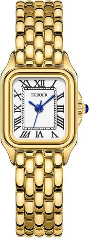 Small Gold Watches for Women, Vintage Roman Dial Women's Watches, Rectangular Case Ladies Analog Watch in Saudi Arabia