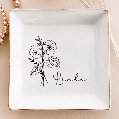 Funny Gift for Besties - Friendship Jewelry Dish for Women BFFs on Birthday Christmas, 4" Ceramic Ring Trinket Tray Here's Another Year - Unique Gift for Sisters Coworkers Classmates in Saudi Arabia