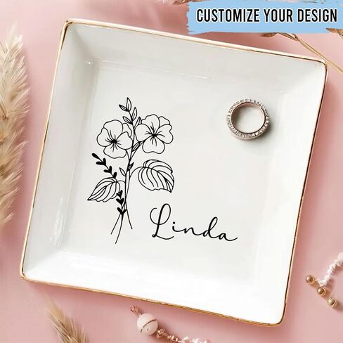 Funny Gift for Besties - Friendship Jewelry Dish for Women BFFs on Birthday Christmas, 4" Ceramic Ring Trinket Tray Here's Another Year - Unique Gift for Sisters Coworkers Classmates in Saudi Arabia