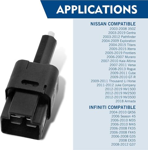 Downhill 1 PC Brake Stop Light Switch, 12V Plastic Brake Lamp Switch Assembly, Replace 25320AX00A, 25320AX00C, 25320-AX00B, Compatible with Nissan 350Z Sentra Pathfinder Explore Titan (Black) in Saudi Arabia