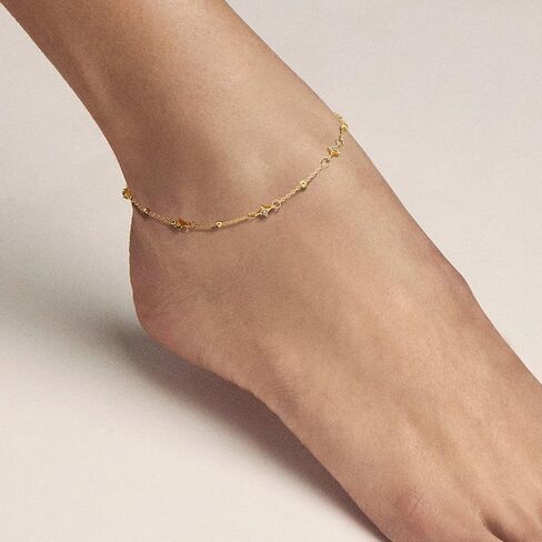Naiswan 14K Gold Ankle Bracelets for Women Gold Anklets for Women Cubic Zirconia Star-Shaped Charms Ankle Bracelet for Womens 22+4cm in Saudi Arabia