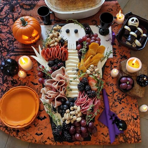 Coffin Charcuterie Boards, Halloween Gothic Coffin Tray with Skeleton, Cheese Cutting Board Skeleton Decorative Serving Platter, Halloween Serving Tray for Party Decorations in Saudi Arabia