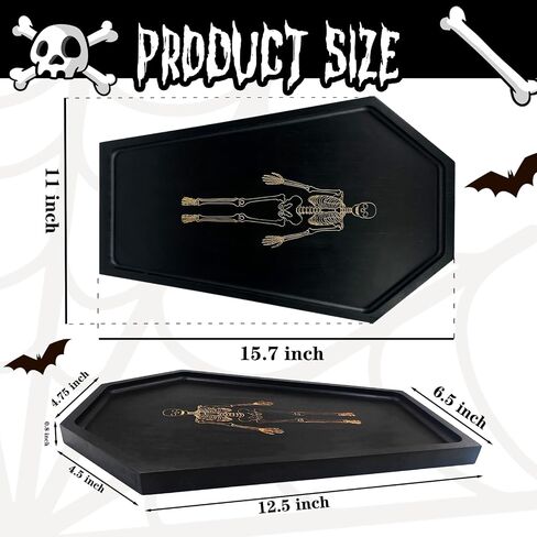 Coffin Charcuterie Boards, Halloween Gothic Coffin Tray with Skeleton, Cheese Cutting Board Skeleton Decorative Serving Platter, Halloween Serving Tray for Party Decorations in Saudi Arabia