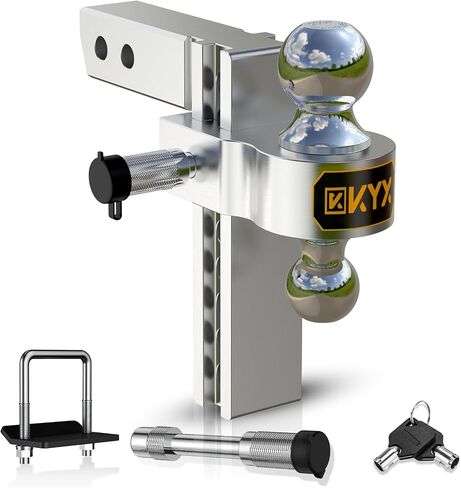 عقبة قطرة قابلة للتعديل في Kyx لمستقبل 2 بوصة-8 بوصات من أسطوانة الألومنيوم ، عقبة مقطورة للشاحنة 12،500 رطل GTW كرة السحب الثقيلة مع أقفال مضادة للسرقة (تتناسب 2 "و 2-5/16" كرات) in Saudi Arabia