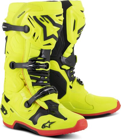Alpinestars 2010020-533-9: Tech 10 Boots Ylw Fluo/Blk/Red Fluo Sz 9 in Saudi Arabia