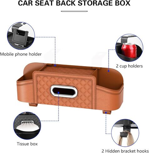 Mandark Car Headrest Backseat Organizer, Multifunctional Vehicle Seat Back Storage Box with Drink Cup Holder and Hooks, Automotive Travel Accessories, Universal for SUV, Sedan, Truck (Black) in Saudi Arabia