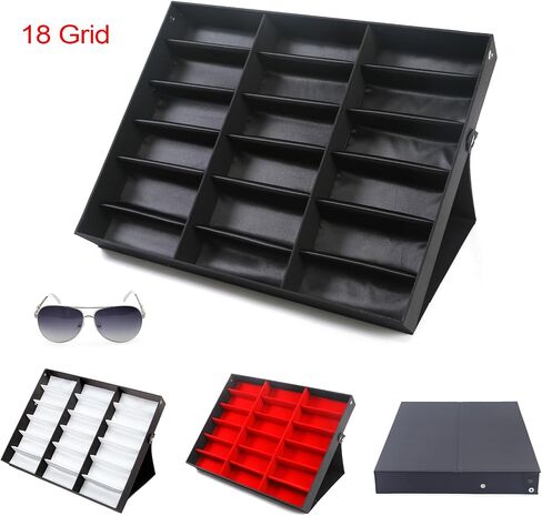 18 Slot Sunglasses Organizer Multi Display Case Jewelry Collection Case for Jewelry Collection sunglass glass watch in Saudi Arabia