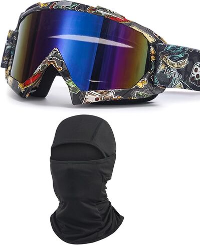 Sand Motocross Mountain Bike Goggles with Balaclava for Women Men Youth, Dirt Bike ATV MX MTB Racing Safty Glasses in Saudi Arabia