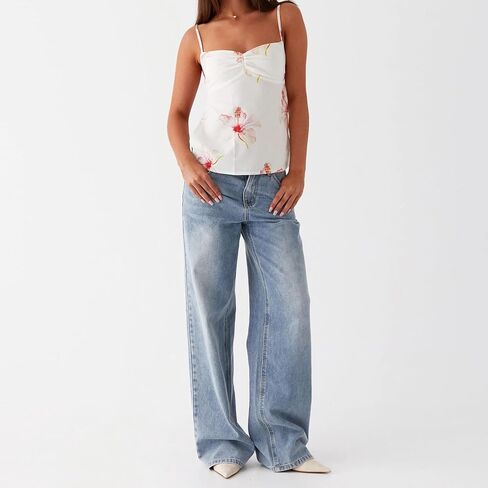 Y2K السباغيتي حزام المحاصيل القمم خمر الأزهار الجمالية كامي تانك القمم في سن المراهقة لطيف الصيف العصرية سكوب الرقبة الخروج القمم in Kuwait