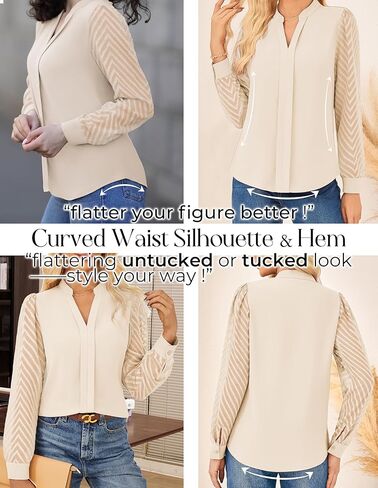 غريس كارين المرأة الأعمال غير الرسمية قمم شفافة الدانتيل الطويل الأكمام العمل in Kuwait