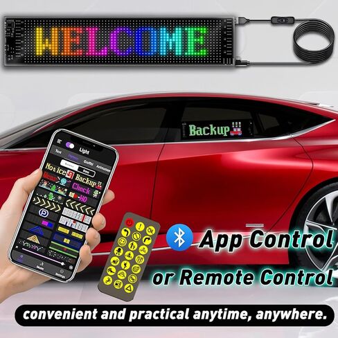 2PCS LED ELES EYES Light for Car Windshield Window - 2.75 "x6.8" - Car Dynamic Car Eyes District LED لوحة شاشة عرض LED مرنة - مع التحكم عن بُعد والتطبيق in Kuwait