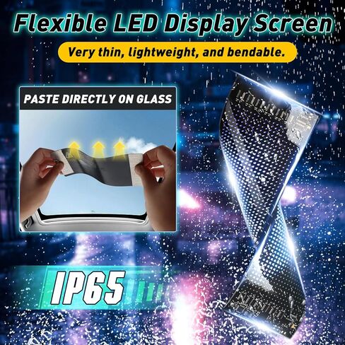 2PCS LED ELES EYES Light for Car Windshield Window - 2.75 "x6.8" - Car Dynamic Car Eyes District LED لوحة شاشة عرض LED مرنة - مع التحكم عن بُعد والتطبيق in Kuwait