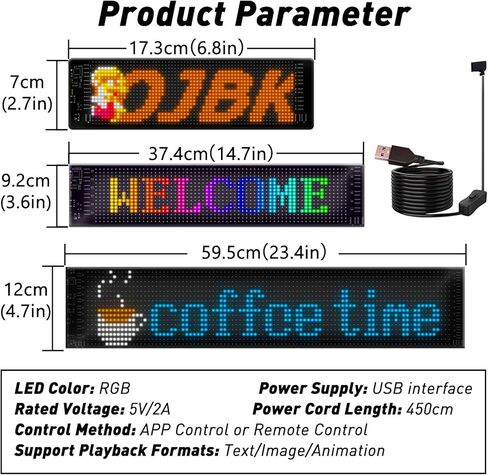 2PCS LED ELES EYES Light for Car Windshield Window - 2.75 "x6.8" - Car Dynamic Car Eyes District LED لوحة شاشة عرض LED مرنة - مع التحكم عن بُعد والتطبيق in Kuwait