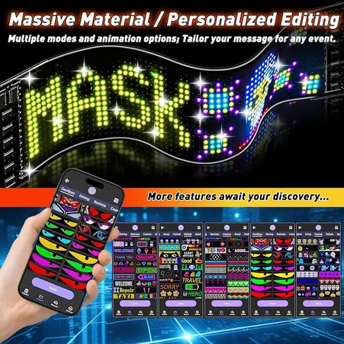 2PCS LED ELES EYES Light for Car Windshield Window - 2.75 "x6.8" - Car Dynamic Car Eyes District LED لوحة شاشة عرض LED مرنة - مع التحكم عن بُعد والتطبيق in Kuwait