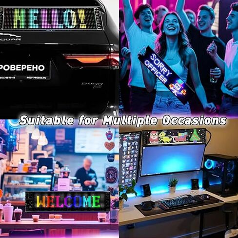 2PCS LED ELES EYES Light for Car Windshield Window - 2.75 "x6.8" - Car Dynamic Car Eyes District LED لوحة شاشة عرض LED مرنة - مع التحكم عن بُعد والتطبيق in Kuwait