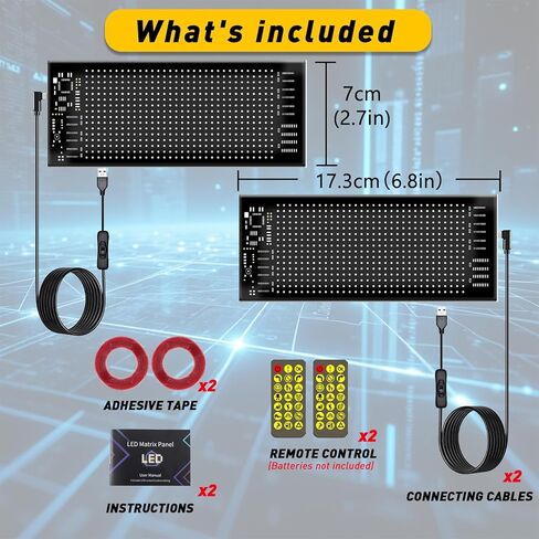 2PCS LED ELES EYES Light for Car Windshield Window - 2.75 "x6.8" - Car Dynamic Car Eyes District LED لوحة شاشة عرض LED مرنة - مع التحكم عن بُعد والتطبيق in Kuwait