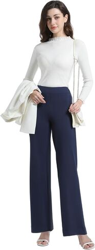 V VOCNI Women Dress Pants Wide Leg Pull On Work Pants High Waist Bootcut Trousers Business Casual Slacks in Saudi Arabia