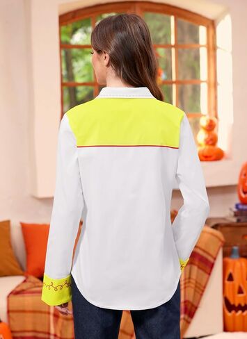 Maisolly Halloween Women Western Cowgirl Costume Button Down Shirt Long Sleeve Classic Top S-XXL in Saudi Arabia