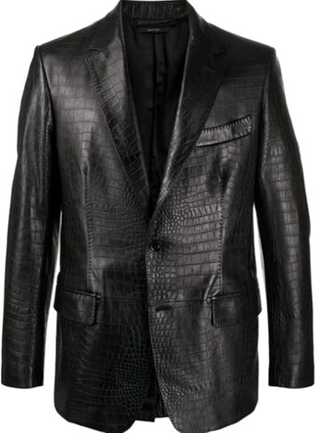 Darkrabbit Croc-Effect Mens Leather Blazer Jacket in Saudi Arabia