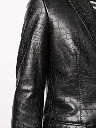 Darkrabbit Croc-Effect Mens Leather Blazer Jacket in Saudi Arabia